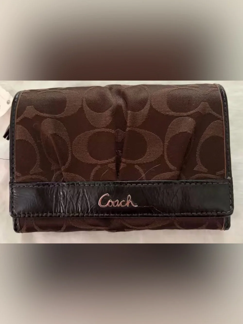 Coach Soho Signature Pleated Brown Bifold wallet NWT never used